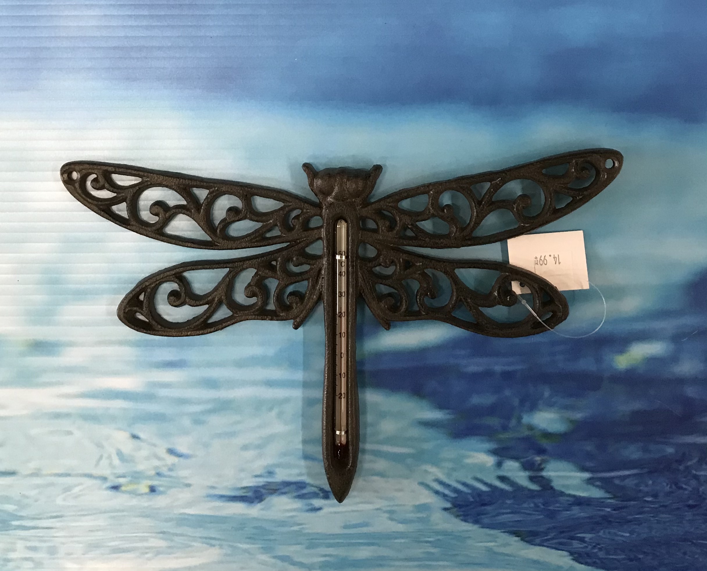 cast iron dragonfly thermometer